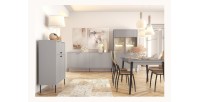 Volledige eetkamer ISIS: Buffetkast, Dressoir, Vitrinekast en Uitschuifbare Tafel.