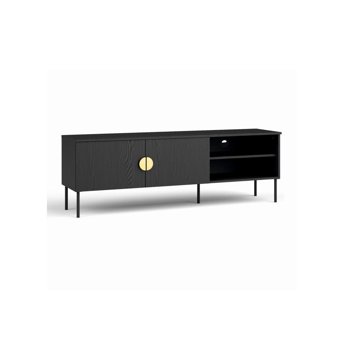 Mueble para TV 2 Puertas - negro con manijas doradas - 160 CM - colección MONDO