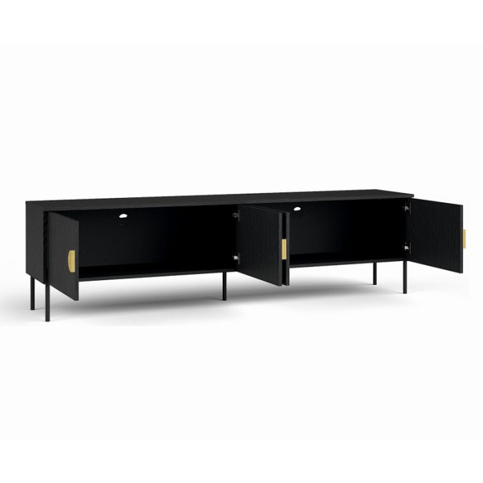 Meubel TV 4 Deuren - Zwart met Gouden Handvatten - 200 CM - Collectie MONDO