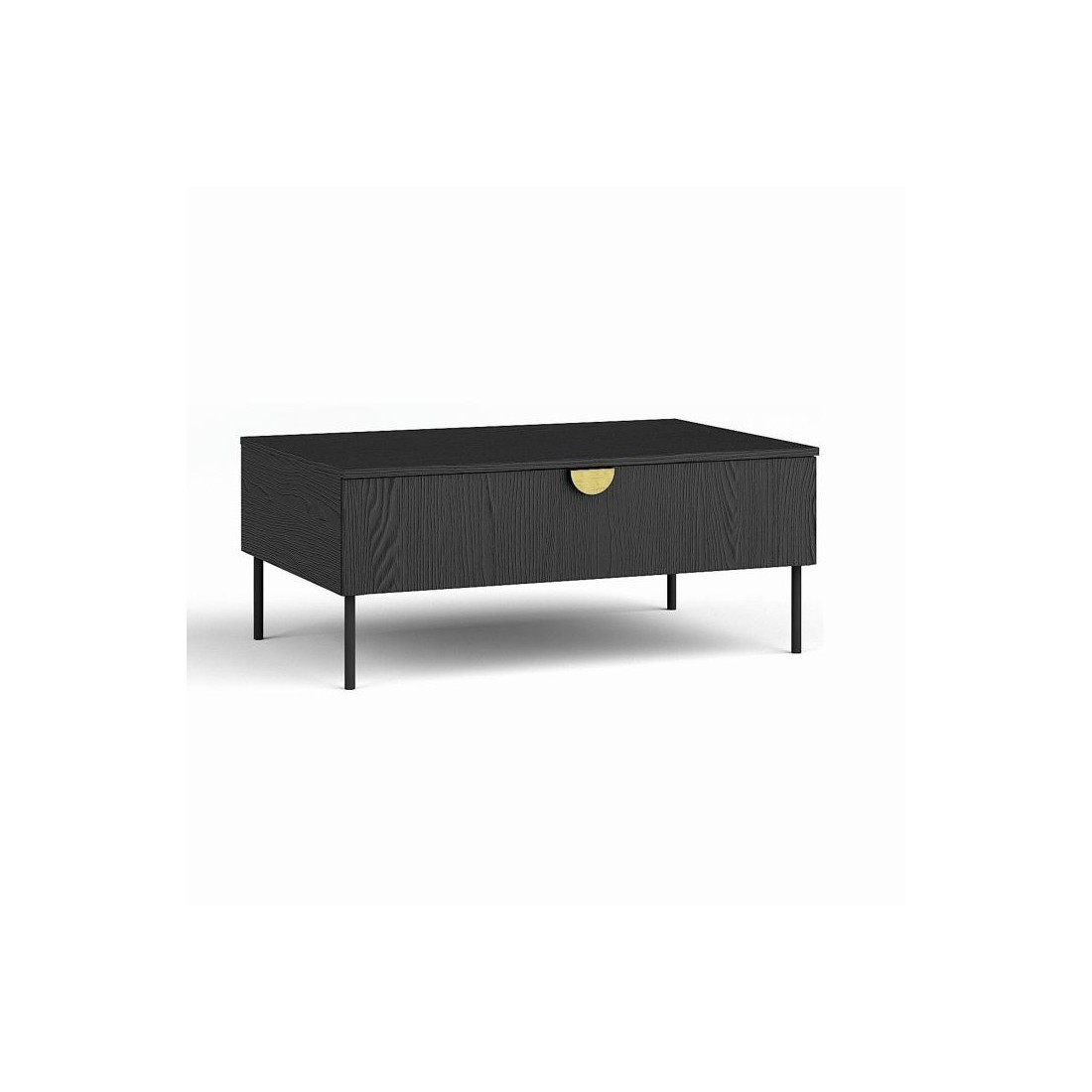 Table basse noire et poignée dorée avec clapet - Collection MONDO