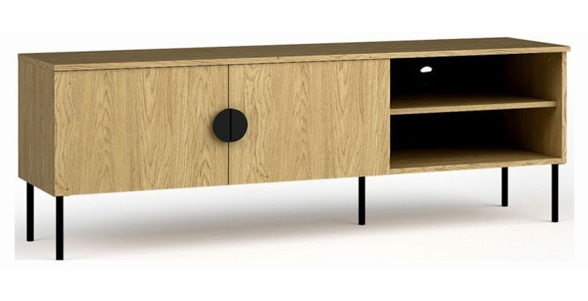 TV-Möbel mit 2 Türen - Eichenfarbe - 160 CM - Kollektion MONDO