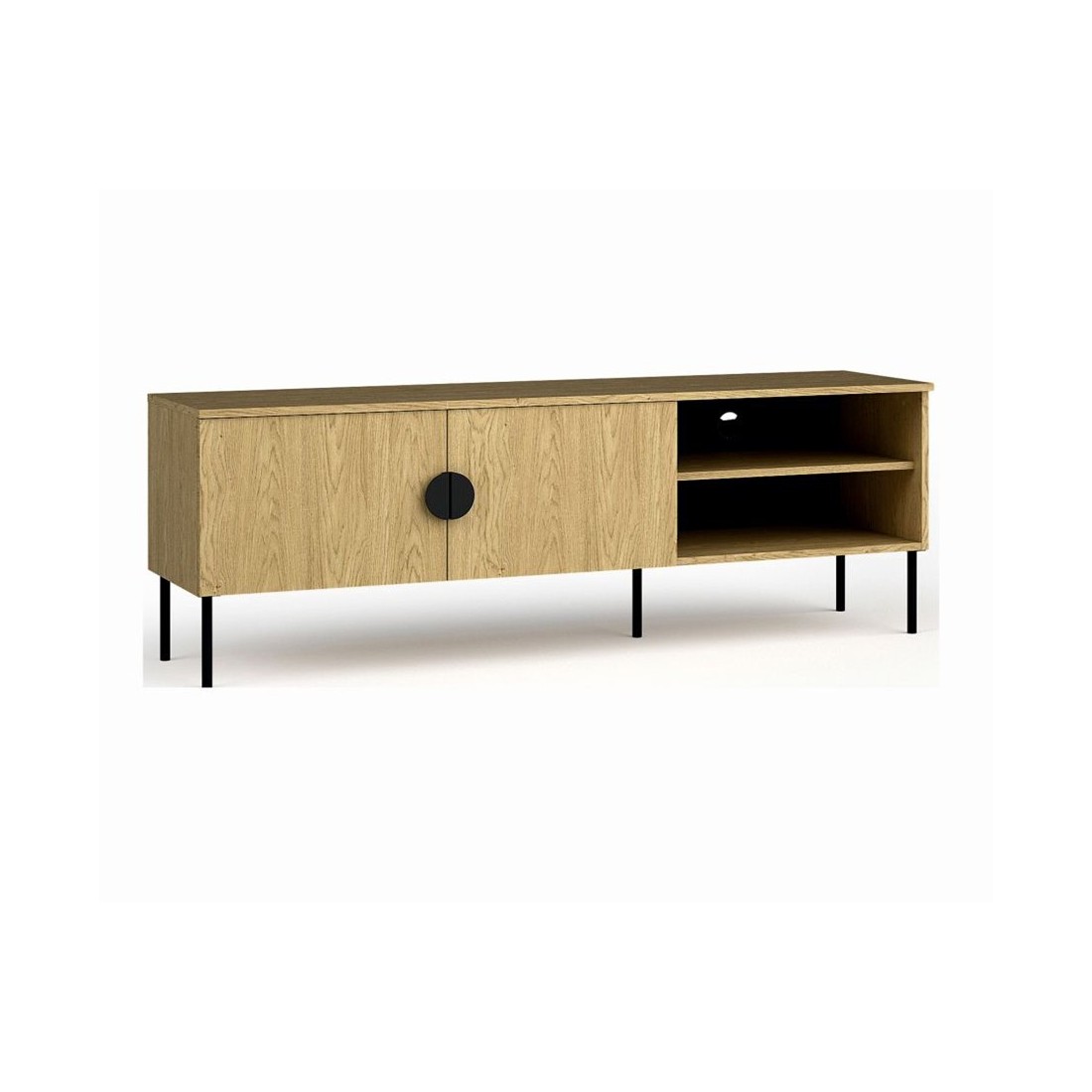 TV-Möbel mit 2 Türen - Eichenfarbe - 160 CM - Kollektion MONDO