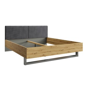 Lit adulte IZO 180x200 avec sommier inclus – chêne et gris anthracite