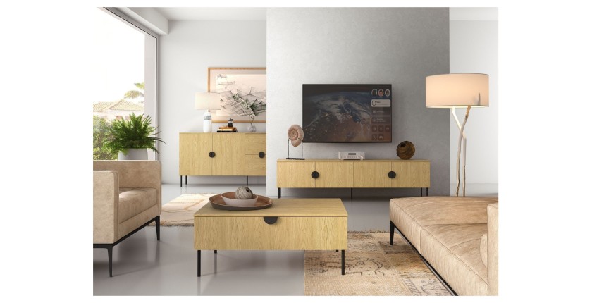 Mueble de TV 4 Puertas - Color Roble - 200 CM - Colección MONDO