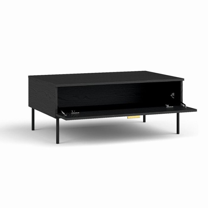 Komplettes Wohnzimmer MONDO 4 Möbel schwarz goldene Griffe modernes Design