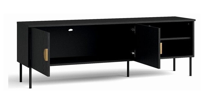 Salon complet MONDO 4 meubles noir poignées dorées design moderne