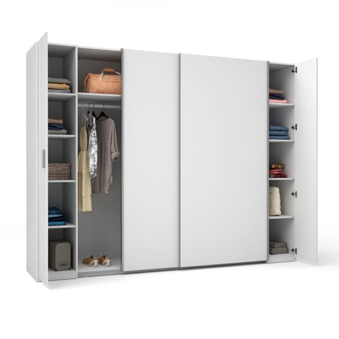 Armoire 4 portes STAR – Blanc – Avec penderie intégrée – L270 cm