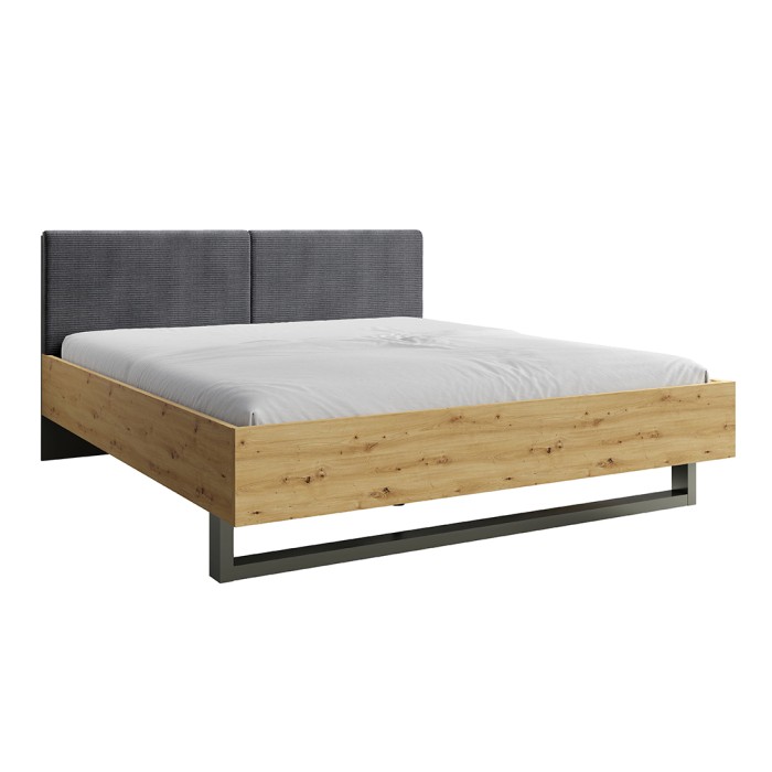 Camera completa design IZO : Armadio, letto 160x200, cassettiera, comodini, rovere/grigio antracite