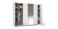 Schrank mit 4 Türen und Spiegel STAR – Weiß – Mit Kleiderstange – L264 cm