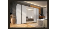 Schrank mit 4 Türen und Spiegel STAR – Weiß – Mit Kleiderstange – L264 cm