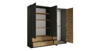 Complete slaapkamer design IZO: Kast, bed 180x200, commode, nachtkastjes, eiken/antraciet grijs