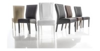 Silla URBAN de cuero sintético Blanco, dimensiones: H99 x L46 x P63 cm, ideal para un comedor moderno y de diseño.