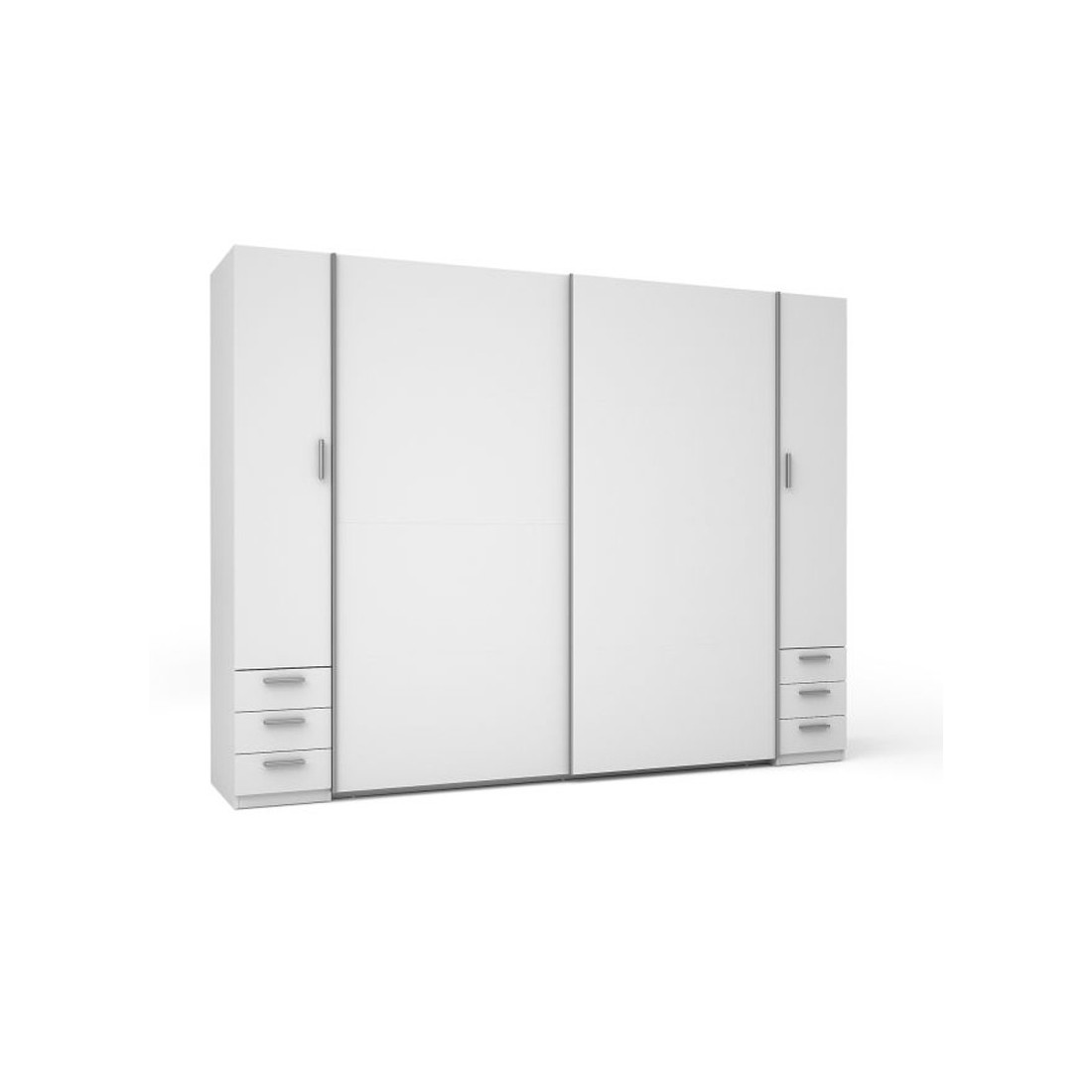 Armoire 4 Portes avec 6 Tiroirs - Blanc - Collection STAR