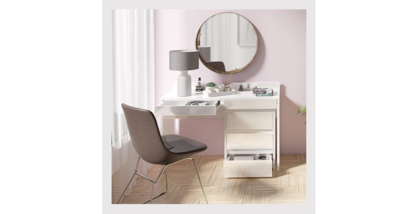 Bureau, Design kaptafel met twee laden uit de SHERRY collectie, kleur wit, hoogglans afwerkingen.