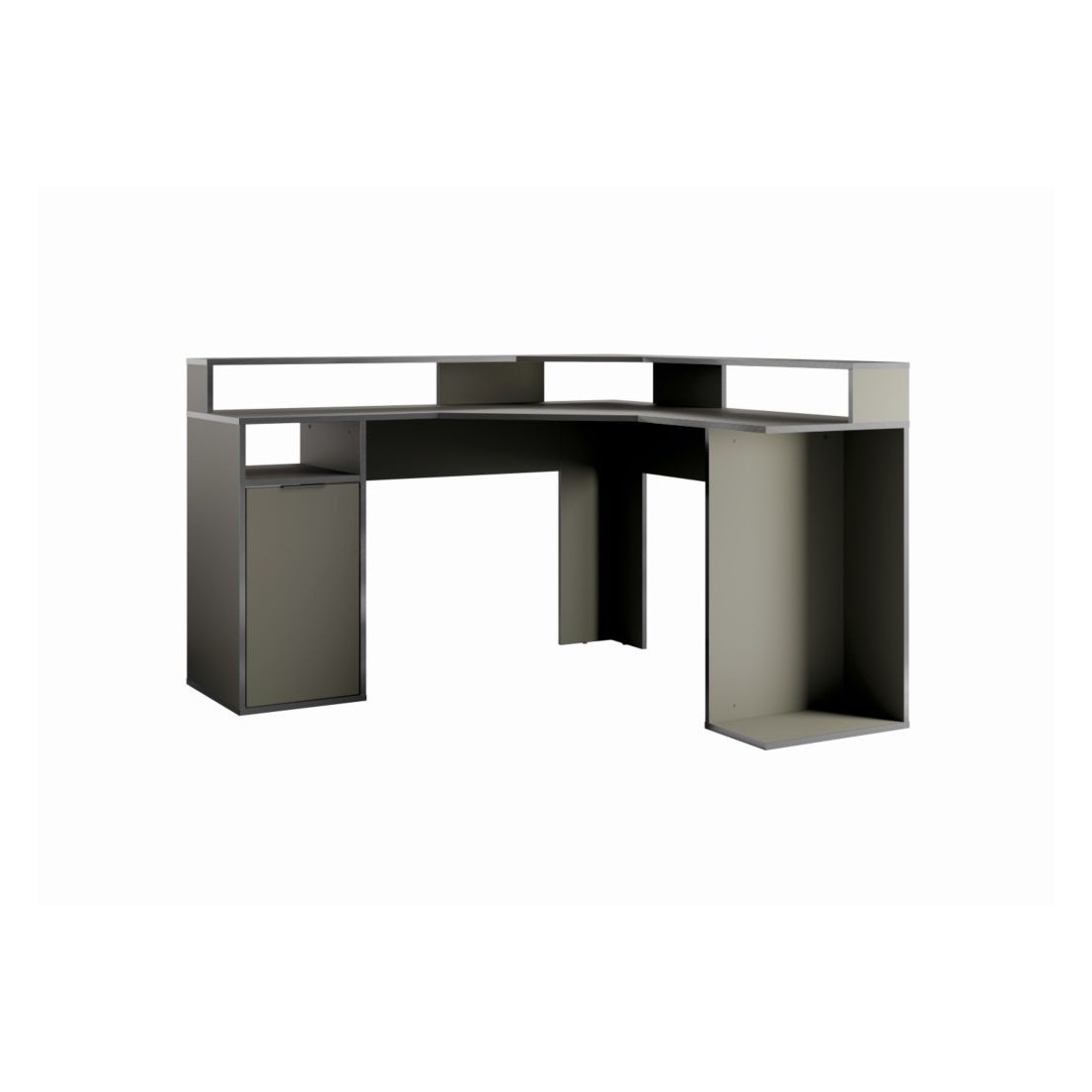 Bureau d'Angle 1 Porte GRAPHIX - 139 cm - Graphite Gris - Collection GRAPHIX