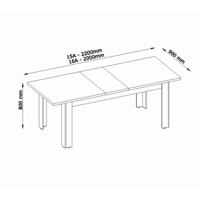 Tavolo allungabile 160+40 cm – Collezione MERLIN – Colori quercia nobile e nero