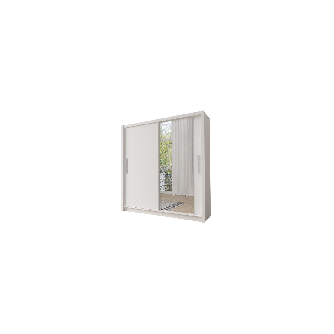 Armoire 205cm 2 portes coulissantes, coloris blanc, collection OZZULA