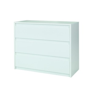 Commode 3 tiroirs - 110x87x46 cm - blanc brillant - collection VERONA