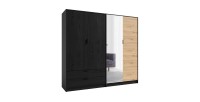 Kleiderschrank ISAC mit 4 Türen - Modernes Design mit Spiegel und 2 Schubladen