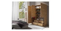 Dreitüriger Schrank MEIJE - Modernes Design mit Spiegel und offener Nische