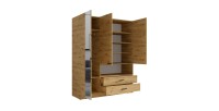 Dreitüriger Schrank MEIJE - Modernes Design mit Spiegel und offener Nische