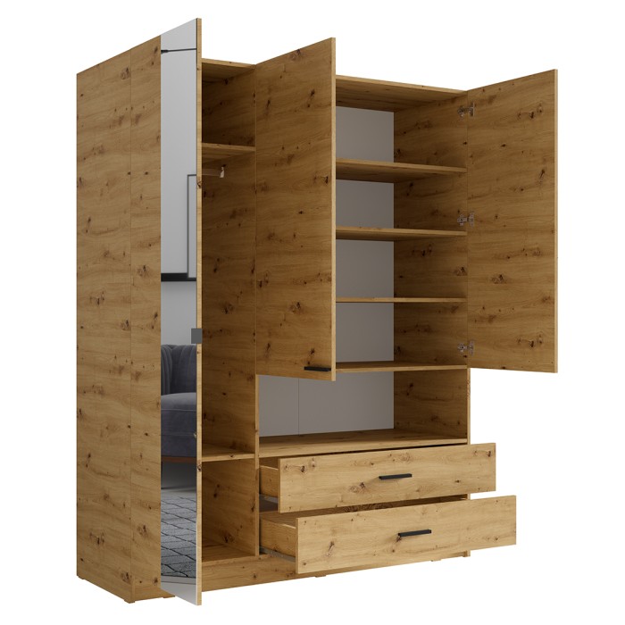 Schrank mit 3 Türen MEIJE - Modernes Design mit Spiegel und offener Nische