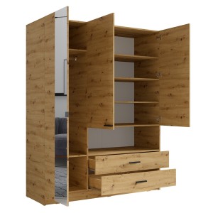 Dreitüriger Schrank MEIJE - Modernes Design mit Spiegel und offener Nische