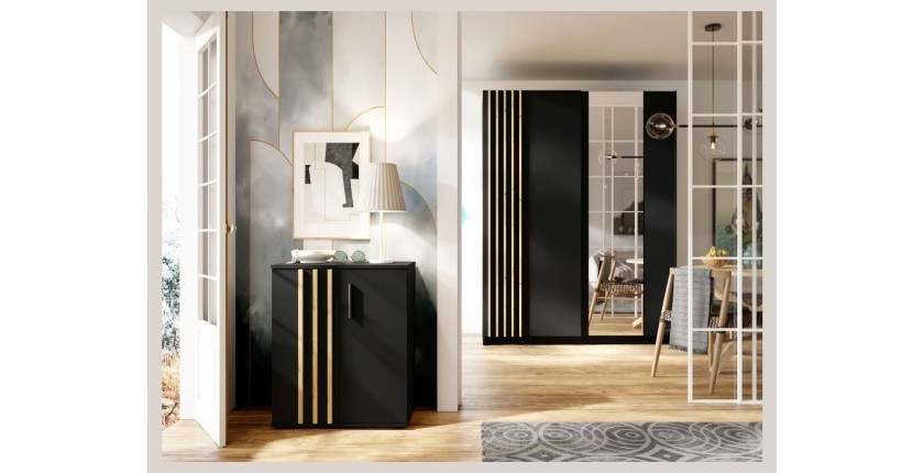 Dressoir VARIA - 2 Deuren - Modern design in zwart en ambachtelijke eik
