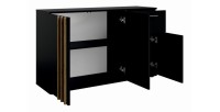 Kommode VARIA - 3 Türen und 1 Schublade - Modernes Design in Schwarz und Eichenholz Artisan