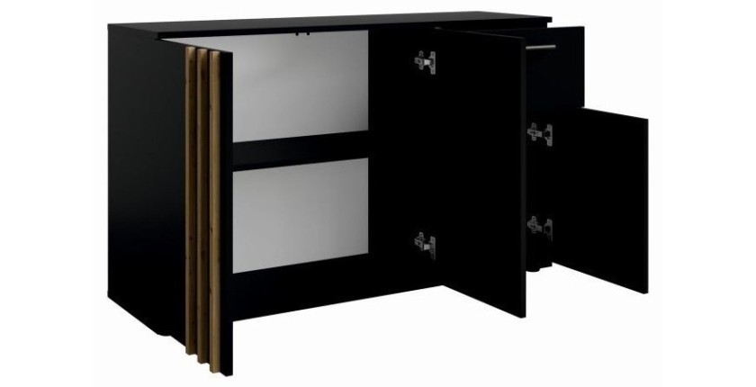 Kommode VARIA - 3 Türen und 1 Schublade - Modernes Design in Schwarz und Eichenholz Artisan