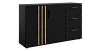 Dressoir VARIA - 2 deuren en 3 laden - Modern design in zwart en ambachtelijk eiken