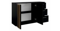 Dressoir VARIA - 2 deuren en 3 laden - Modern design in zwart en ambachtelijk eiken
