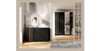 Dressoir VARIA - 2 deuren en 3 laden - Modern design in zwart en ambachtelijk eiken
