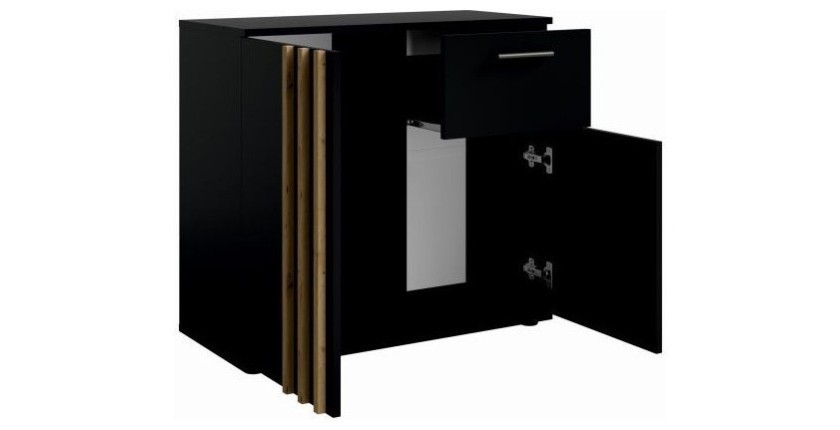 Kommode VARIA - 2 Türen und 1 Schublade - Modernes Design in Schwarz und Handwerker-Eiche
