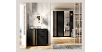 Kommode VARIA - 2 Türen und 1 Schublade - Modernes Design in Schwarz und Handwerker-Eiche