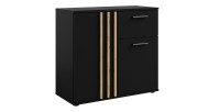 Commode VARIA - 2 deuren en 1 lade - Modern ontwerp in zwart en ambachtelijke eiken kleur