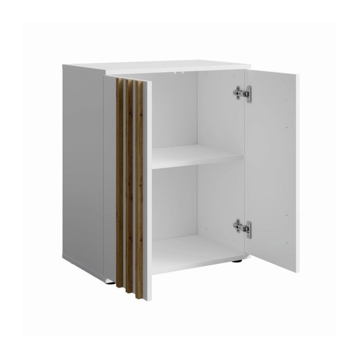 Cassettiera VARIA - 2 Porte - Design moderno colore bianco e rovere artigiano