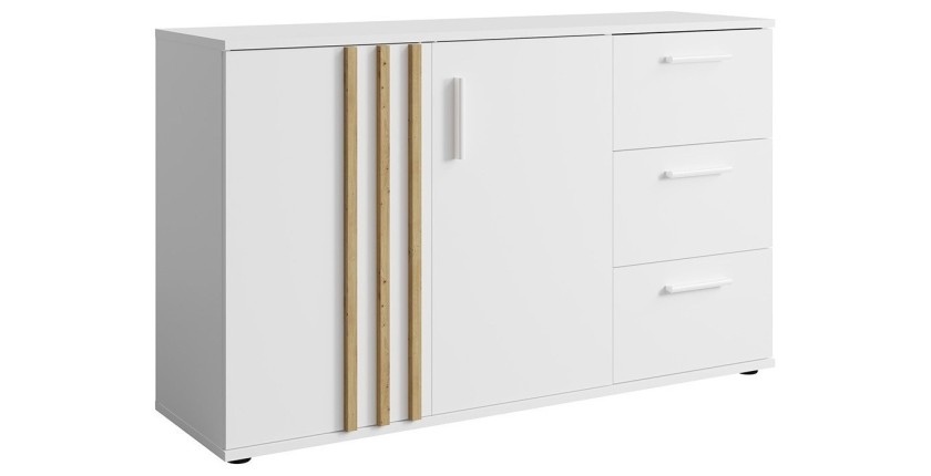 Commode VARIA - 2 deuren en 3 laden - Modern design in wit en ambachtelijk eiken