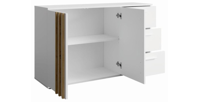 Commode VARIA - 2 deuren en 3 laden - Modern design in wit en ambachtelijk eiken