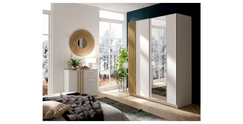 Kommode VARIA - 2 Türen und 1 Schublade - Modernes Design in Weiß und Handwerker-Eiche