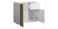 Kommode VARIA - 2 Türen und 1 Schublade - Modernes Design in Weiß und Handwerker-Eiche