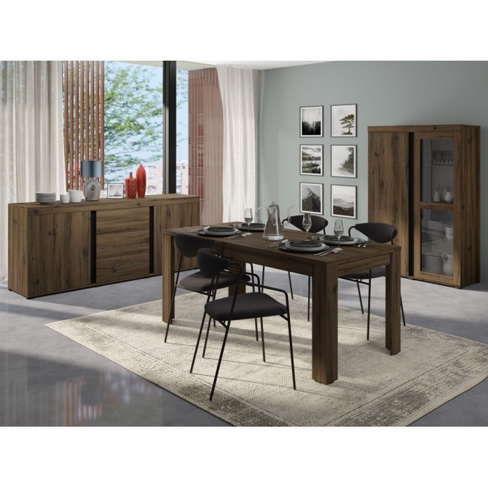 Tavolo allungabile 160+40 cm – Collezione MERLIN – Colori quercia nobile e nero