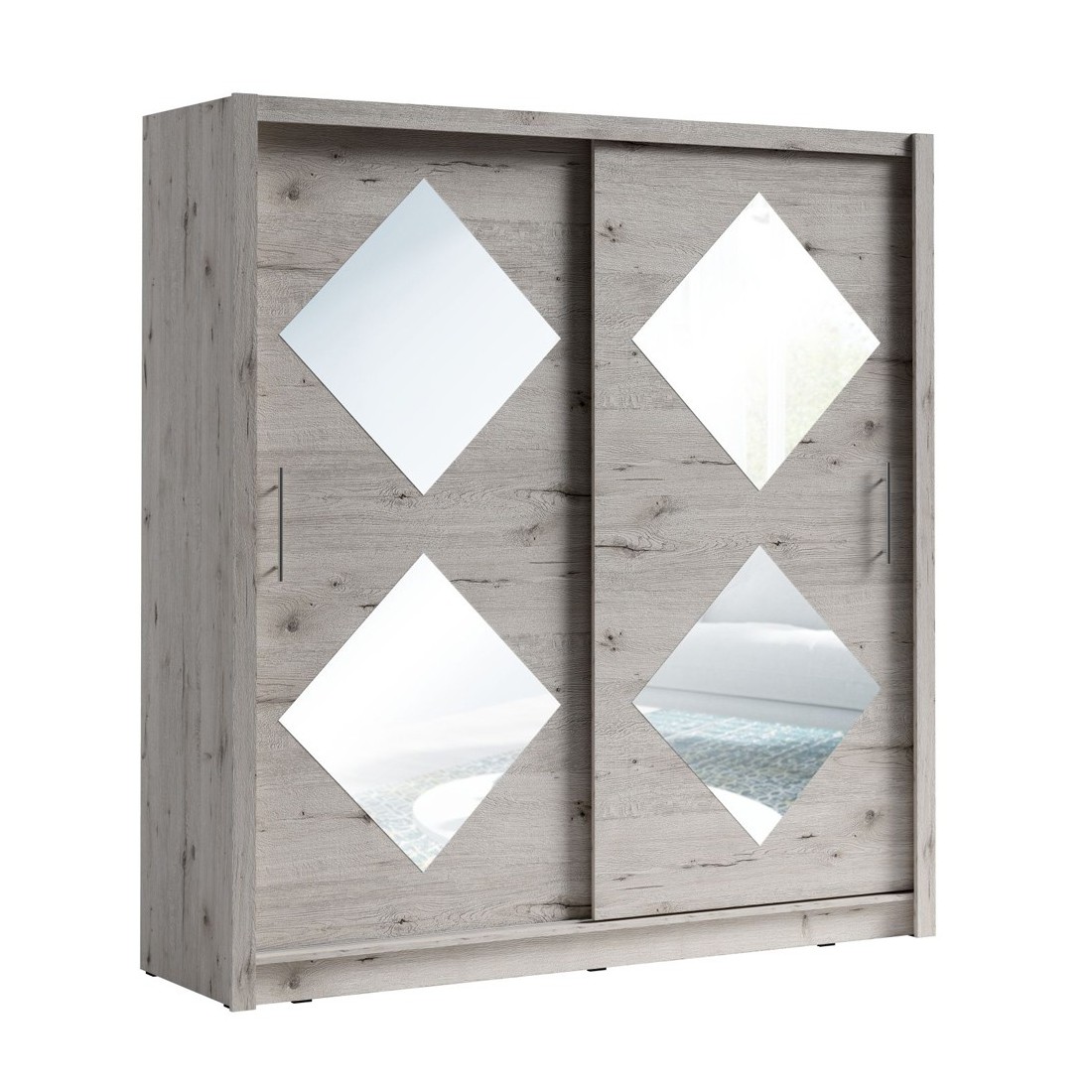 Armoire 205cm 2 portes coulissantes, coloris chêne wellington, collection OZZULA
