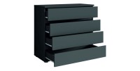 Set camera NOFI - Letto 180x200 cm con doghe, 2 cassetti, comodini, armadio e cassettiera - grigio grafite