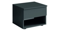 Set camera NOFI - Letto 180x200 cm con doghe, 2 cassetti, comodini, armadio e cassettiera - grigio grafite