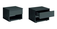 Set camera NOFI - Letto 180x200 cm con doghe, 2 cassetti, comodini, armadio e cassettiera - grigio grafite