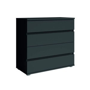 Slaapkamerset NOFI - Bed 140x200 cm met lattenbodem, 2 laden, nachtkastjes, kledingkast en dressoir - grafietgrijs