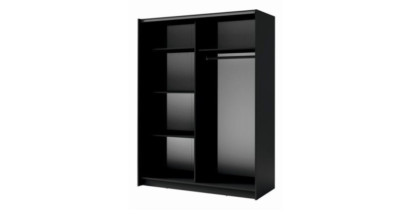 Armario de 2 puertas correderas - Colección GOZU - Color gris grafito - 180 x 198 x 62 cm