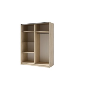 Armario GOZU de 2 puertas correderas con espejo - Color Roble Artesano - 180 x 198 x 62 cm