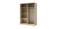 Armoire 2 portes coulissantes avec miroir - Collection GOZU - Coloris chêne sonoma - 150 x 198 x 62 cm